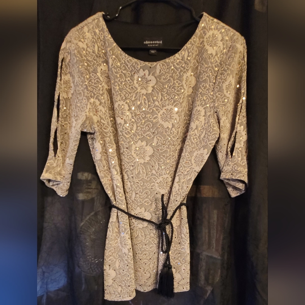 XL Women's Black sparkly with gold top